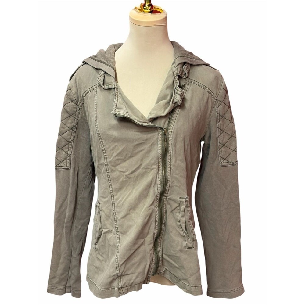 Fallen Olive Green Hooded Utility Jacket Quilted Sleeve Moto Jacket Large